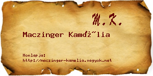 Maczinger Kamélia névjegykártya